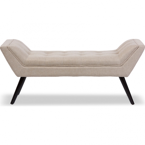 Tamblin 50" Bench in Tufted Beige Linen Fabric